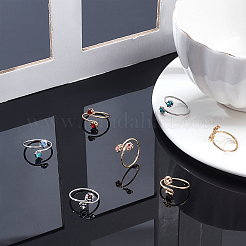 40Pcs 2 Colors Brass Finger Ring Rhinestone Settings&nbsp;KK-AR0002-12