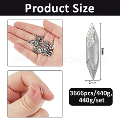 ステンレススチールビーズ  穴がない  双円錐形  ステンレス鋼色  9x2mm  約3666個/440g  440 G /セッティング&nbsp;STAS-WH0017-062