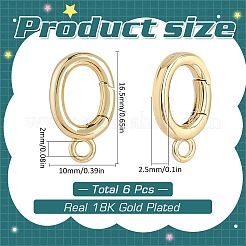 真鍮スプリングゲートリング6個  オーバル  18KGP本金メッキ  16.5x10x2.5mm  穴：2mm&nbsp;FIND-SC0010-94