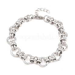 304ステンレススチール製リングリンクチェーンブレスレット（女性用・男性用）  ステンレス鋼色  7.68インチ（19.5cm）&nbsp;BJEW-H643-10P
