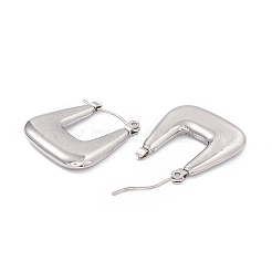 変色しない304ステンレススチール台形厚手フープピアス（女性用）  ステンレス鋼色  22x19.5x3.7mm  ピン：0.7mm&nbsp;EJEW-B018-07P