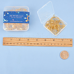 DIYダングルイヤリング  スチール＆ブラスワイヤーペンダント付き  真鍮のピアスフックとプラスチックイヤーナット  ゴールドカラー  40~50x21~34x0.5~1.5mm&nbsp;DIY-SC0010-14G