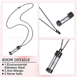 1Pc Column Glass Urn Ashes Necklaces&nbsp;NJEW-DR0001-05EB