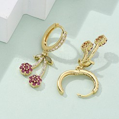 Brass Cubic Zirconia Hoop Earrings&nbsp;EJEW-R016-16G