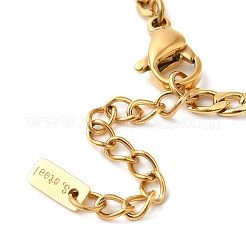 304ステンレススチールフィガロチェーンハートリンクブレスレット女性用  ゴールドカラー  6-1/4インチ（16cm）&nbsp;BJEW-K237-10G