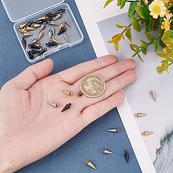 42個 3色 201ステンレススチールチャーム  コンウ/スパイク  ミックスカラー  13x5mm  穴：1.6mm  14個/カラー&nbsp;STAS-DC0010-46