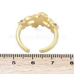 Brass Micro Pave Cubic Zirconia Open Cuff Ring for Women&nbsp;RJEW-F177-03GP-13