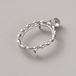 925 Sterling Silver Pendant Cabochon Settings&nbsp;STER-WH0065-020P