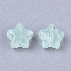 透明なスプレー塗装ガラスビーズ  スター  模造ゼリー  アクアマリン  8x8x4mm  穴：0.8~1mm&nbsp;GLAA-N035-01-A05