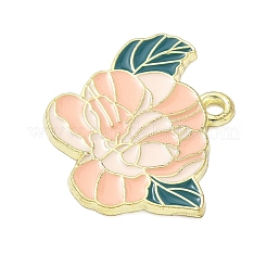 合金エナメルチャーム  花  桃パフ  20x24x1.5mm  穴：1.8mm&nbsp;ENAM-P258-02F-G