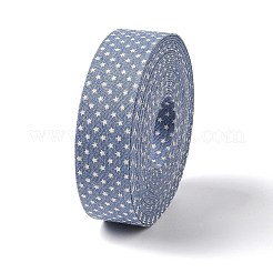5m コットンリネン ストライププリントリボン  服飾材料  スチールブルー  1インチ（25mm）  約5.47ヤード（5m）/ロール&nbsp;LS-OCOR-K008-01B-02