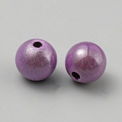 マットスプレー塗装のアクリルビーズ  ラウンド  プラム  8mm  穴：1.6mm&nbsp;OACR-TAC0001-13B
