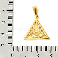 PVD真空メッキ304ステンレスペンダント  アイチャーム付きトライアングル  ゴールドカラー  21.5x21x2mm  穴：7x3.5mm&nbsp;STAS-L275-08G