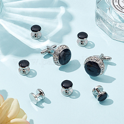1 Set Brass Rhinestone Cufflinks for Men&nbsp;KK-WR0001-11