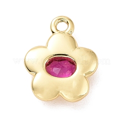 Eco-friendly Brass Micro Pave Medium Violet Red Cubic Zirconia Pendants&nbsp;KK-D079-04G