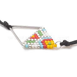 Glass Seed Braided Triangle Braided Bead Bracelet&nbsp;BJEW-MZ00026-02