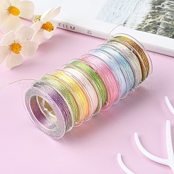 10 ロール 3 層メタリックポリエステル糸  ラウンド  刺繍やジュエリー作りに  カラフル  0.3mm  約24ヤード（22m）/ロール  10のロール/グループ&nbsp;MCOR-YW0001-03A