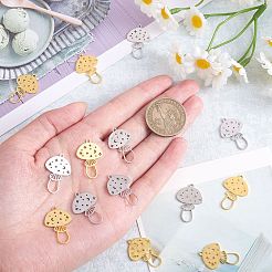 20個2色304ステンレスペンダント  星と月のチャーム付きキノコ  ゴールデン·ステンレス鋼色  24.5x16x1mm  穴：1.5mm  10個/カラー&nbsp;STAS-SZ0003-13