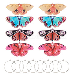 4 Pairs 4 Colors Butterfly Alloy & Acrylic Hoop Earrings&nbsp;EJEW-TA0001-88A