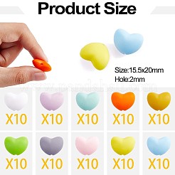 100Pcs Heart Silicone Beads for Keychain Making Cute Silicone Beads Bulk Silicone Bead Kit for Jewelry DIY Craft Making&nbsp;JX310A