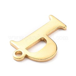 PVD真空メッキ304ステンレススチールチャーム  レーザー切断  アルファベット  ゴールドカラー  文字.p  12.5x8x0.8mm  穴：1mm&nbsp;X-STAS-H112-P-G