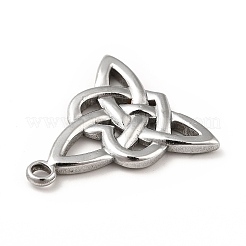 変色しない201ステンレススチールペンダント  トリニティノットチャーム  ステンレス鋼色  27.5x25.5x3mm  穴：3mm&nbsp;STAS-H172-14P