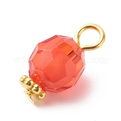 透明なアクリルパーツ  多面カット  ゴールデントーンの鉄と合金のパーツ  ラウンド  ミックスカラー  14x7.5mm  穴：2mm&nbsp;PALLOY-JF01811