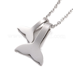 304ステンレススチール製クジラの尾ペンダントネックレス（女性用）  ミックスカラー  17.83インチ（45.3cm）&nbsp;NJEW-G019-03