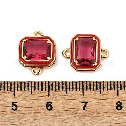 Brass Pave Glass Rectangle Connector Charms&nbsp;KK-Q043-09G-B-1