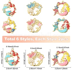 12Pcs 6 Styles Alloy Enamel Pendants&nbsp;ENAM-YW0005-31
