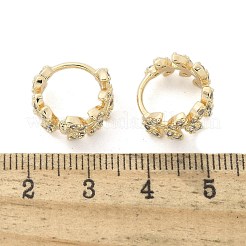 真鍮クリアキュービックジルコニアフープピアス  葉  18KGP本金メッキ  13x7.5mm&nbsp;EJEW-Q014-01G