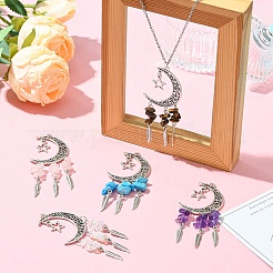 10Pcs 5 Colors Tibetan Style Alloy with Mixed Stone Chip Big Pendants&nbsp;PALLOY-CJ00159