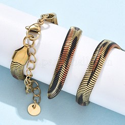 5.5MM Spray Painted Snake Skin 304 Stainless Steel Herringbone Chain Necklaces for Women&nbsp;NJEW-C083-03G