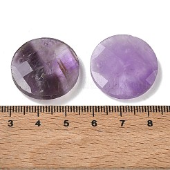 天然石アメジストペンダント  フラットラウンドのチャーム  多面カット  25x6mm  穴：1.5mm&nbsp;GG-CBAD7AB-01B