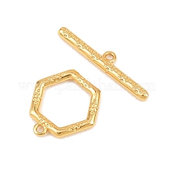 Hexagon Brass Toggle Clasps&nbsp;KK-G548-40G