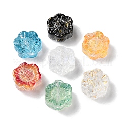 透明ガラスビーズ  花  ミックスカラー  12.5x11.5x6mm  穴：1mm&nbsp;GLAA-O023-24
