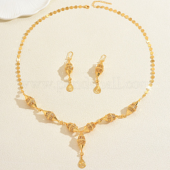 Vintage Brass Lantern Pendant Y-shaped Necklace & Earrings Set for Women&nbsp;DR3230