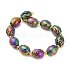 Electroplated Natural Druzy Geode Crystal Beads Strands&nbsp;G-F833-O01-01E