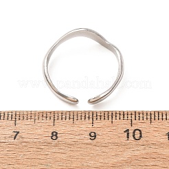 304ステンレススチールカフオープンリング  波状  ステンレス鋼色  7mm  usサイズ8 1/2(18.5mm)&nbsp;X-SA-CBA4160-38P