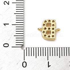 Brass Micro Pave Clear Cubic Zirconia Letter Links Connector Charms&nbsp;KK-I382-07G-B