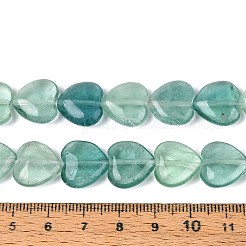 天然のグリーンフローライトビーズ連売り  ハート  14x14x5mm  穴：1.2mm  約28個/連  14.41''（36.6センチメートル）&nbsp;G-T142-64B