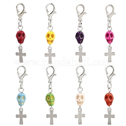 Synthetic Turquoise Skull Pendant Decorations&nbsp;HJEW-JM03809