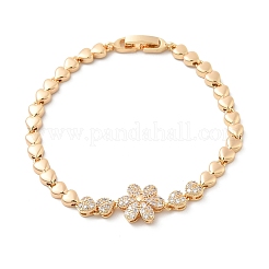 Brass Micro Pave Cubic Zirconia Link Chain Bracelets&nbsp;KK-R217-48G