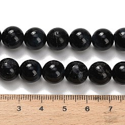 天然石タイガーアイビーズ連売り  グレードB  ラウンド  染め＆加熱  ミッドナイトブルー  10.5mm  穴：0.7mm  約38個/連  15.16インチ（38.5cm）&nbsp;G-F591-18-10mm-05