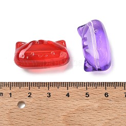 ベーキングペイント透明ガラスビーズ  猫の形  ミックスカラー  15x30x14mm  穴：1.6mm&nbsp;GL-CBA7B2B-03