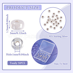 925スターリングシルバースペーサービーズ  ロンデル  銀  3x1.5mm  穴：1mm  50pc&nbsp;STER-TA0001-40B