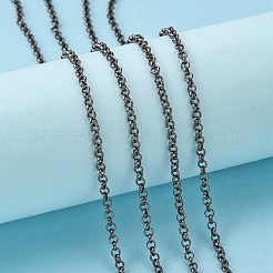 アイアン製ローロチェーン  ラウンド  ベルチャーチェーン  スプールで  溶接されていない  無鉛の  ガンメタ色  3x1mm&nbsp;CH-S068-B-LF