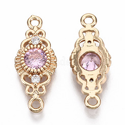 Brass Micro Pave Cubic Zirconia Links Connectors&nbsp;KK-R111-001-A03