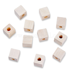 未完成の木製ビーズ  天然木製ビーズ  無鉛の  キューブ  大穴ビーズ  19~20x19~20x20mm  穴：8~8.5mm&nbsp;WOOD-TA0001-05-LF