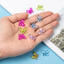 透明なアクリルビーズ  多面カット  蝶  ミックスカラー  17x13x5mm  穴：2mm&nbsp;X-TACR-R13-M